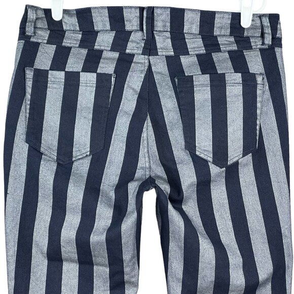 Forever 21 Women's Striped Pants Plus Size 14 Skinny Mid Rise Stretch Grey/Navy - Picture 4 of 11